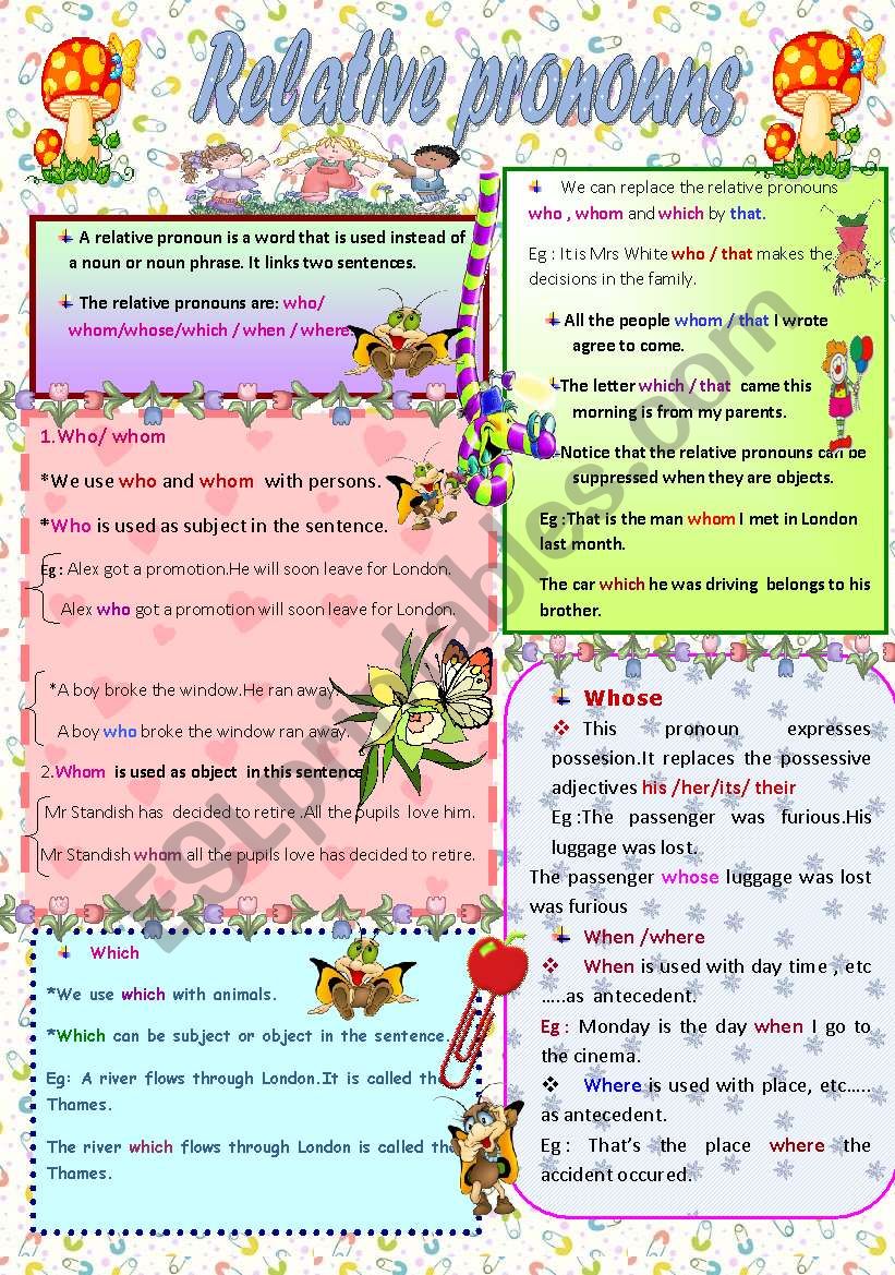 Relative pronouns worksheet