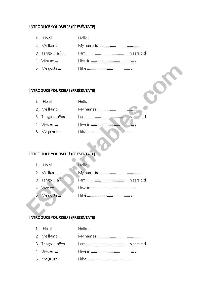 introduce yourself worksheet