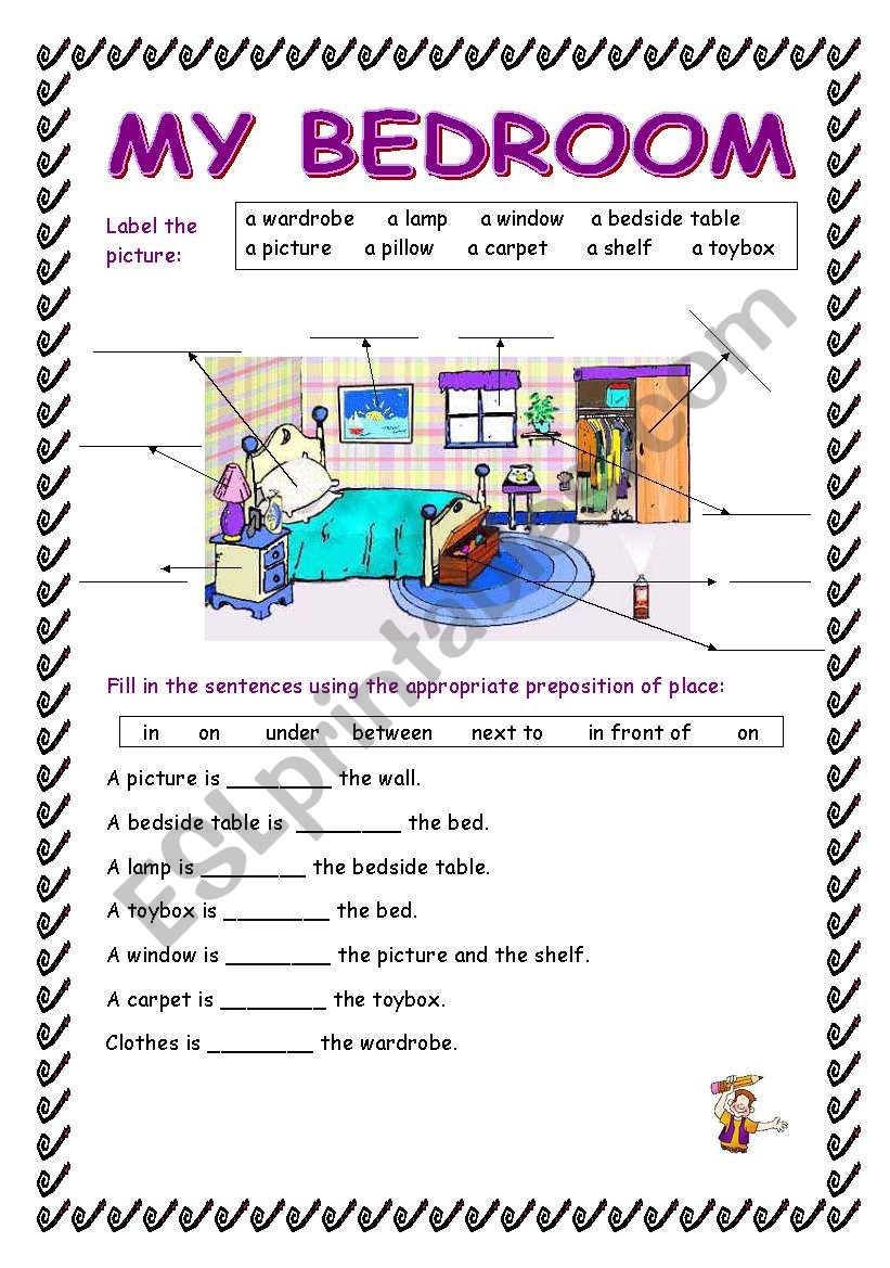 My bedroom worksheet