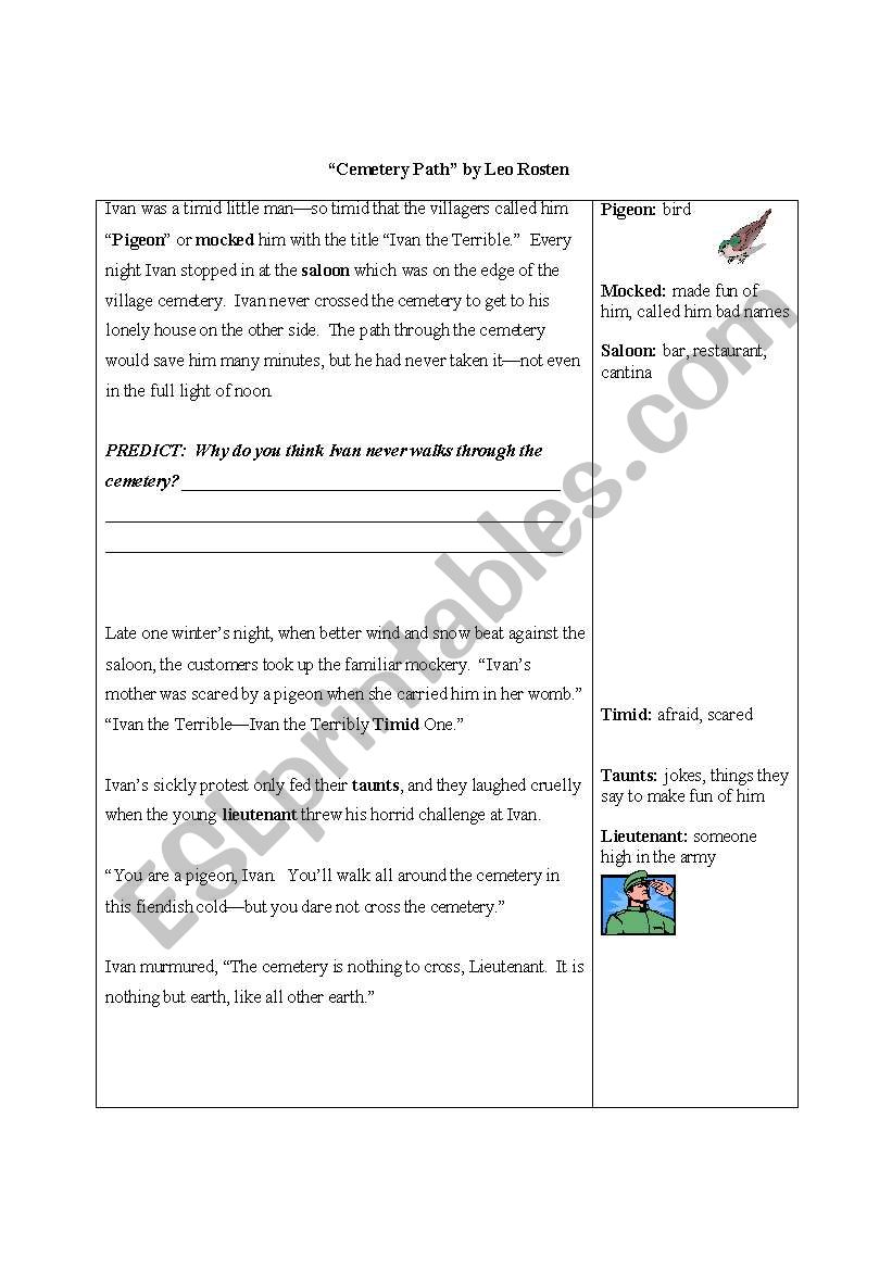 Cemetary Paths worksheet