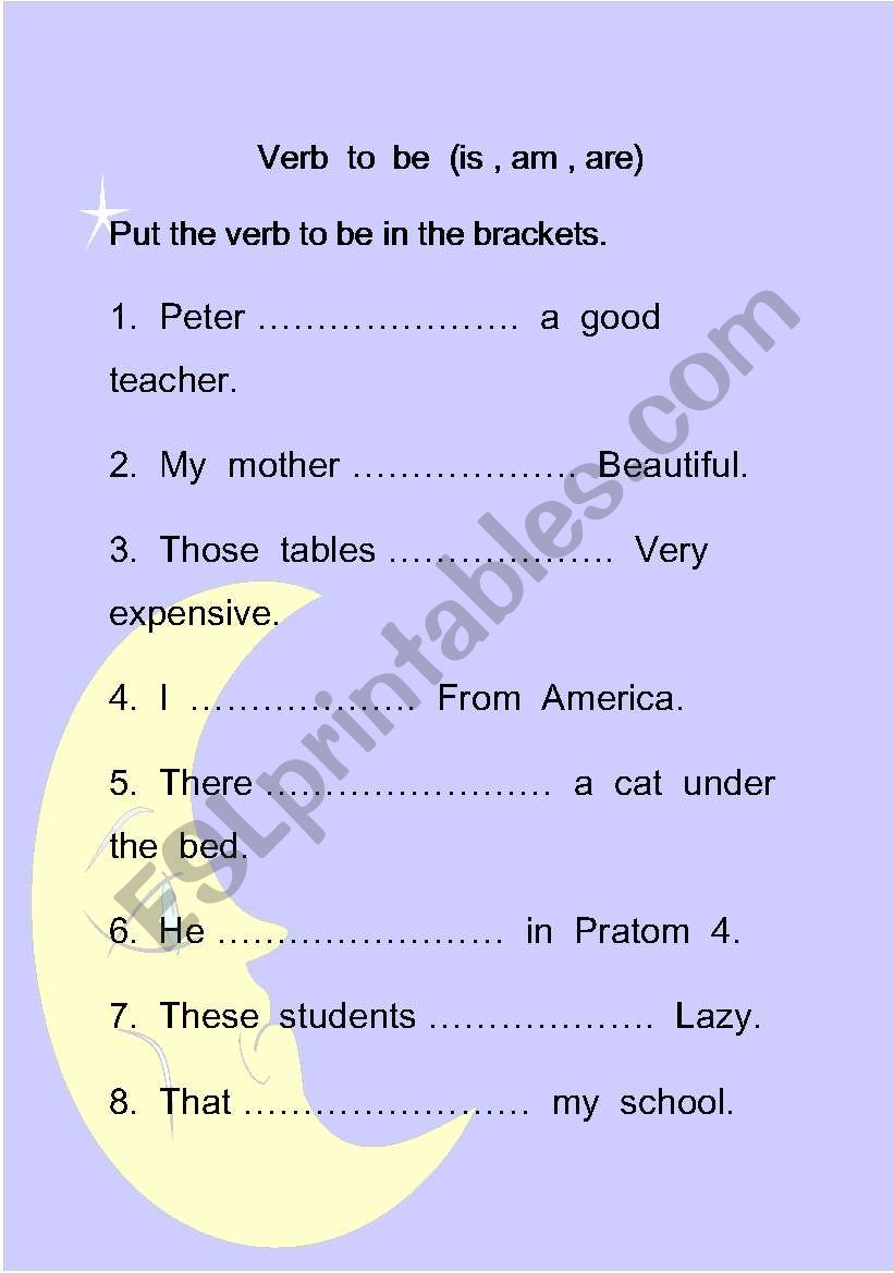 Verb to be worksheet