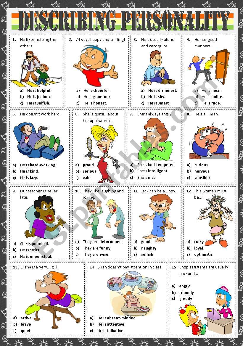 Describing Personality worksheet