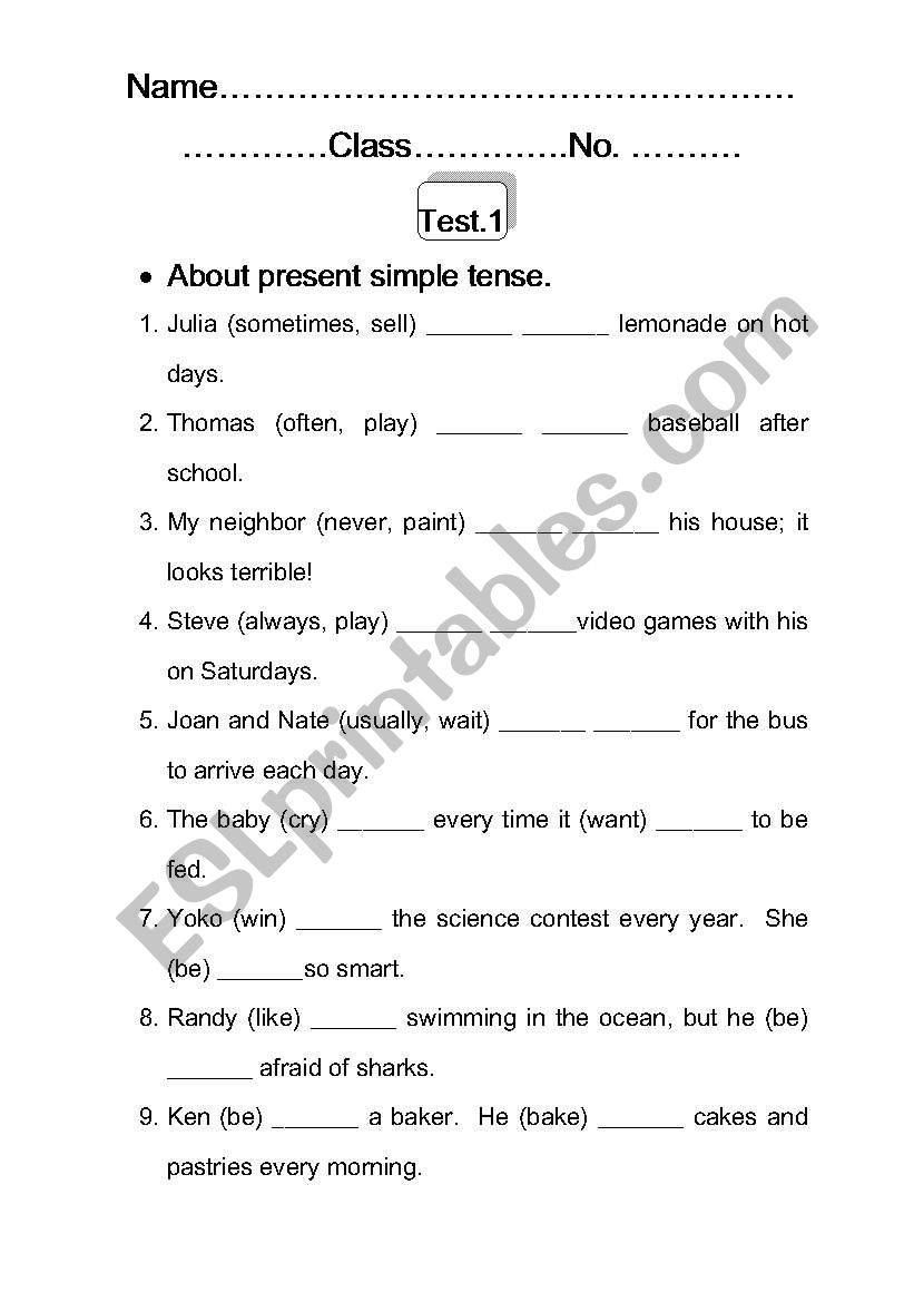 Test worksheet