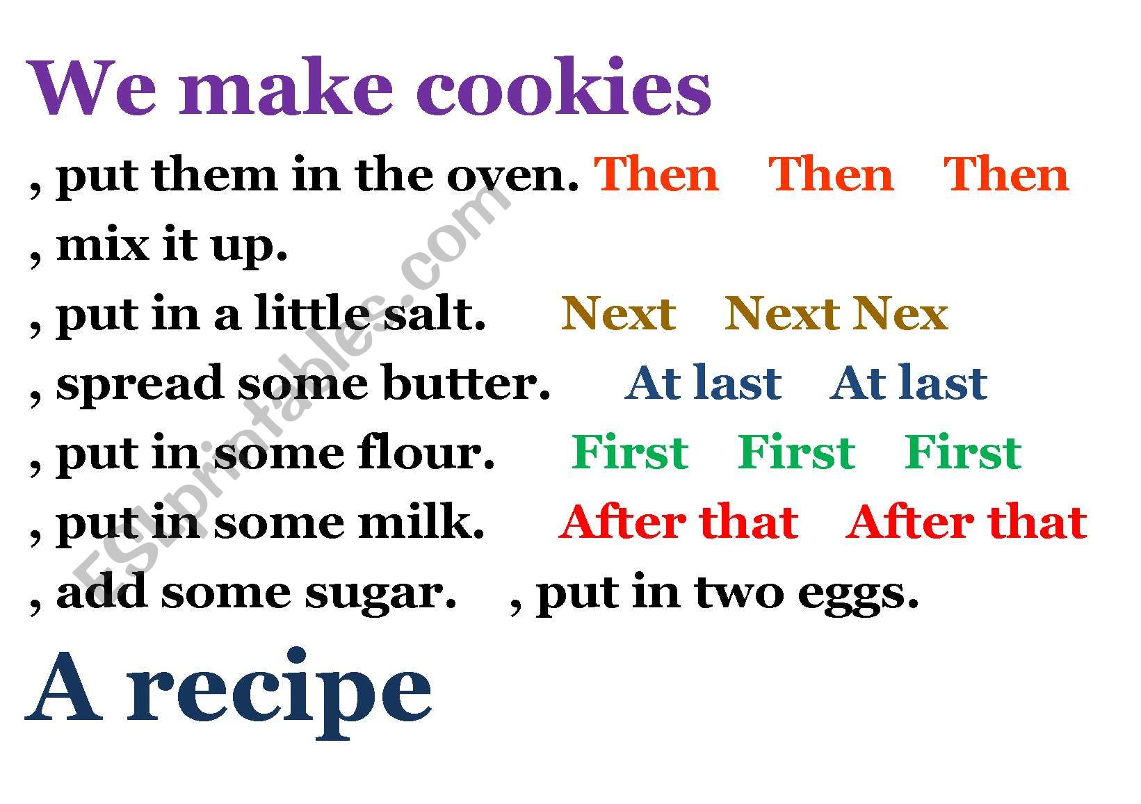 we makes cookies worksheet