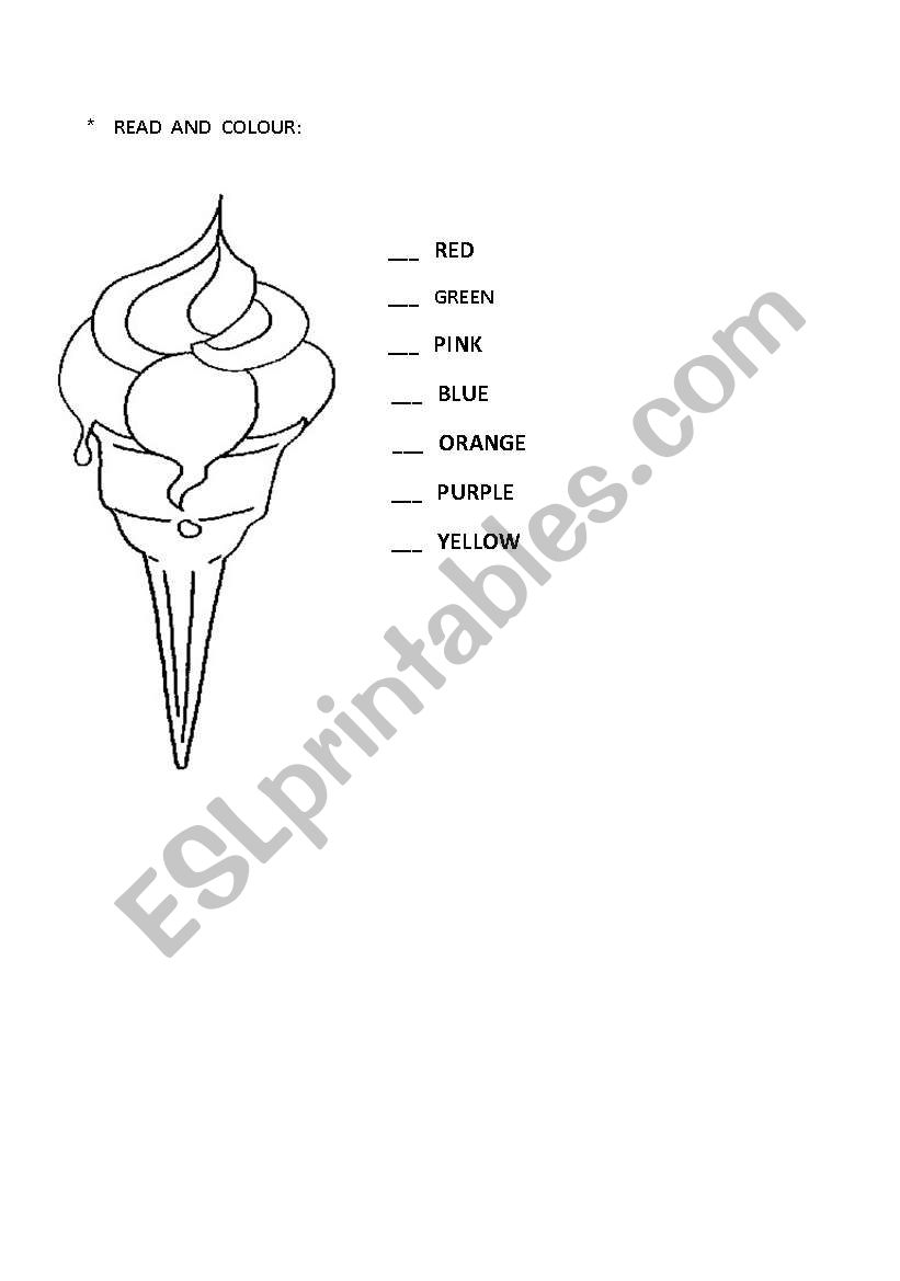 colours worksheet