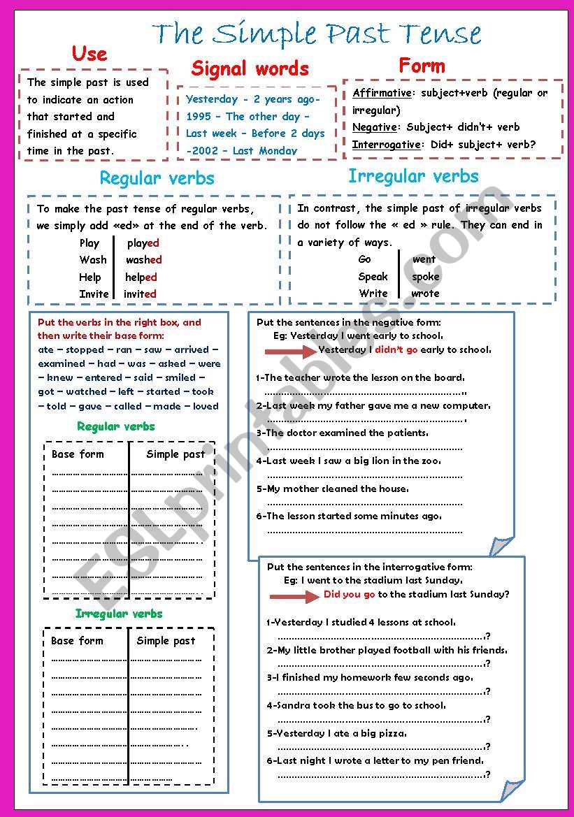 The simple past worksheet