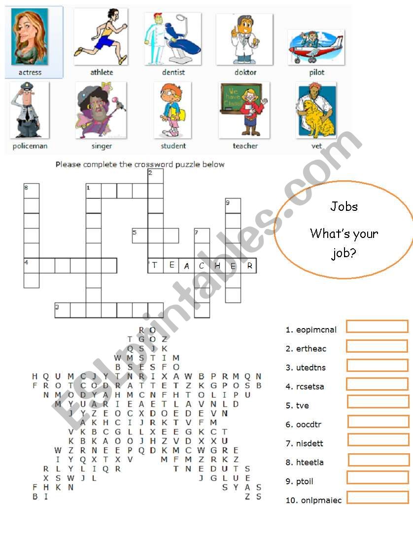 Jobs worksheet