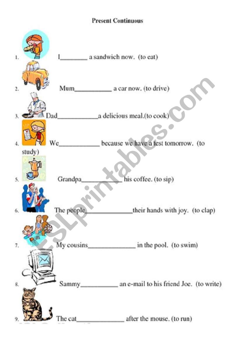 Present Continuous worksheet