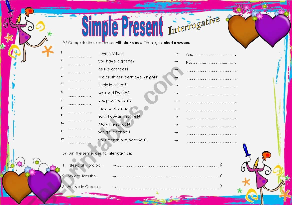 Simple Present, 3rd singular worksheet