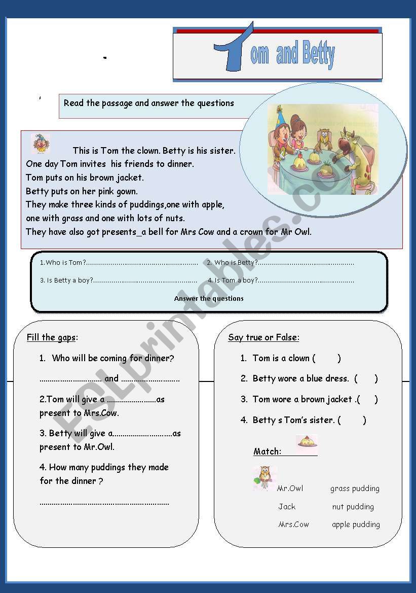 Tom and Betty worksheet