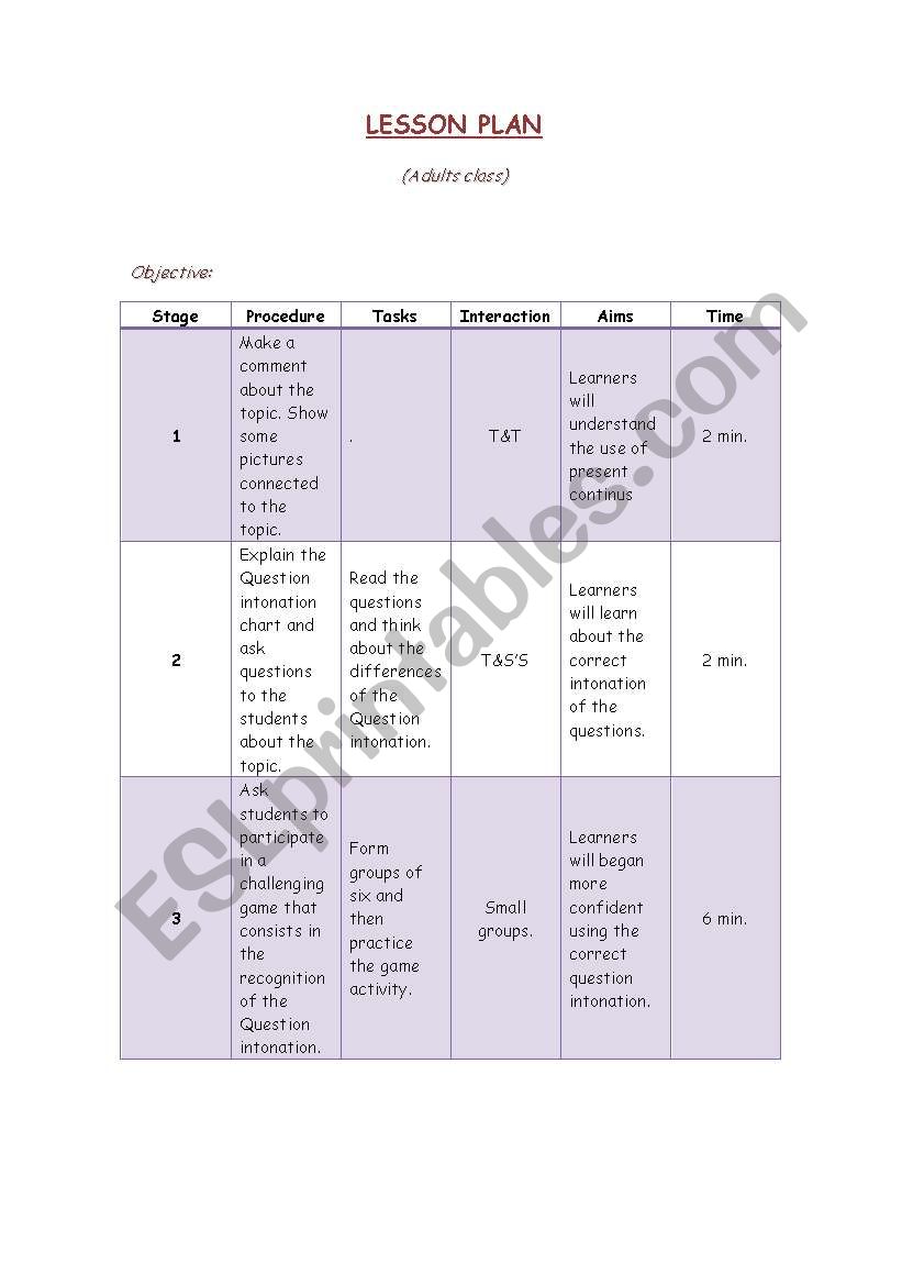 Charades worksheet