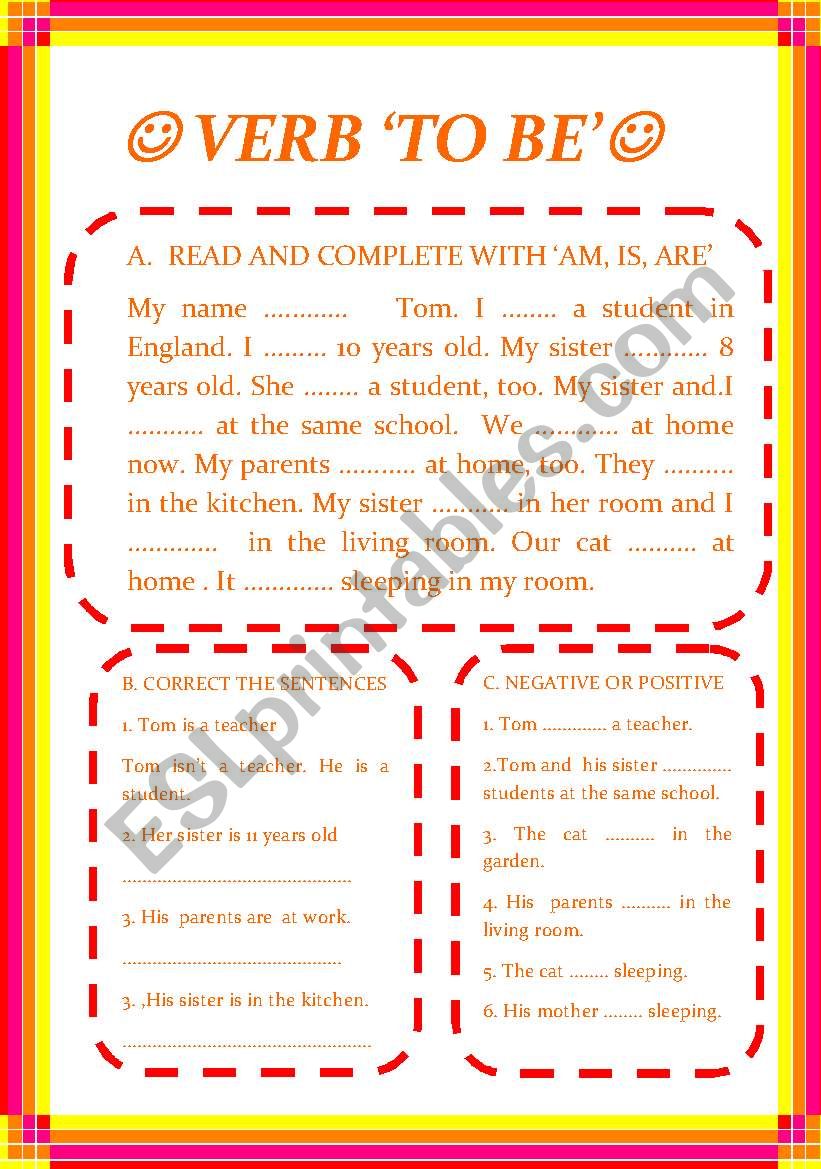 VERB TO BE PRESENT worksheet