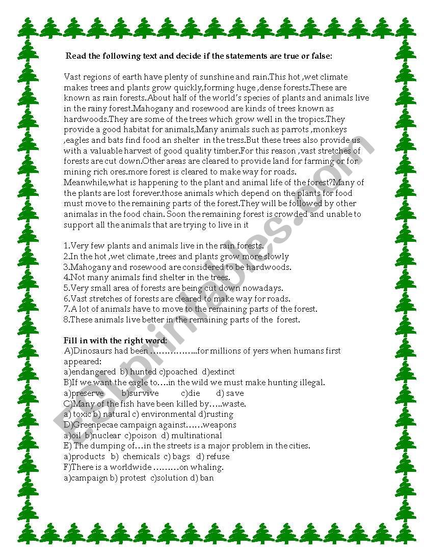 environmental issues worksheet