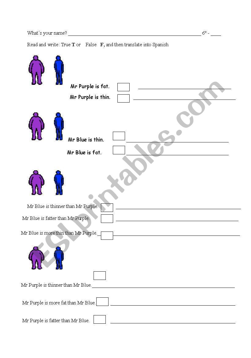 Adjectives comparatives worksheet