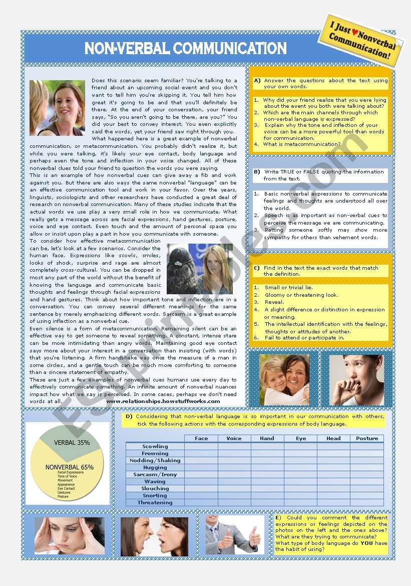 NON-VERBAL COMMUNICATION worksheet