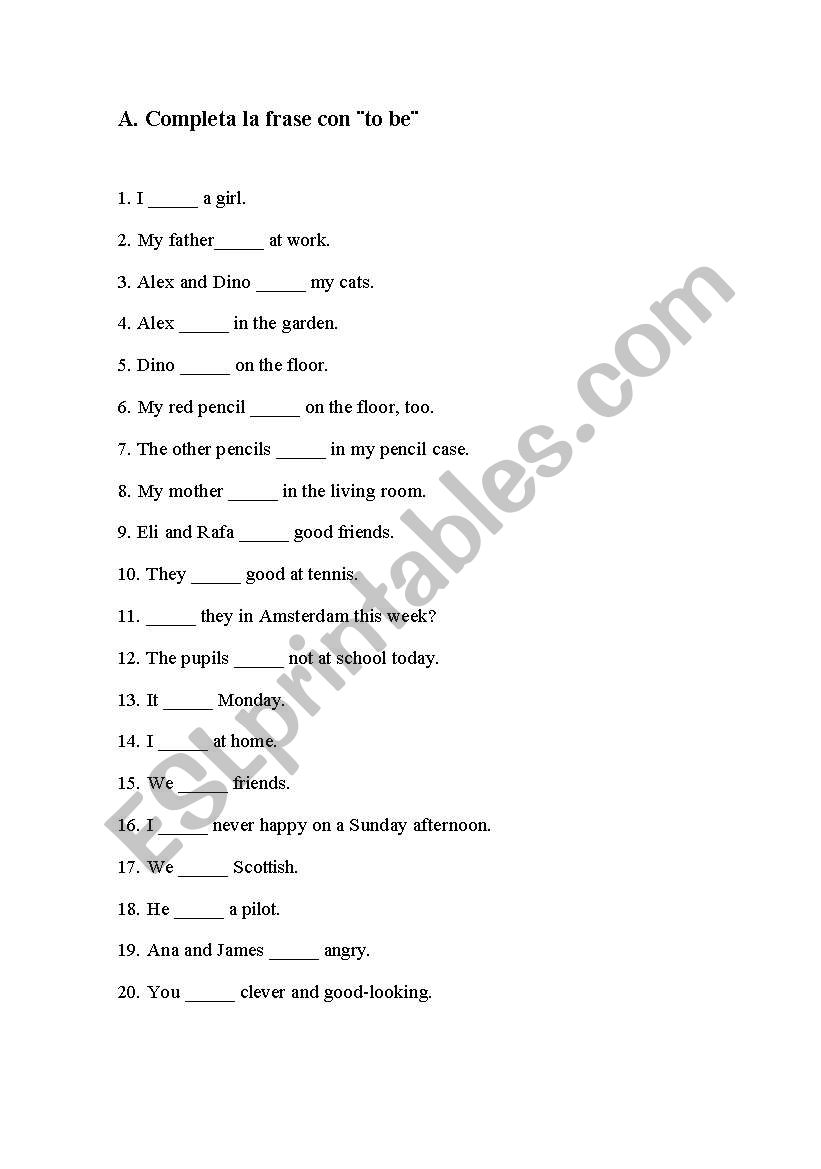 to be worksheet