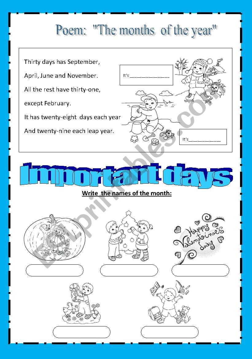 months of the year worksheet