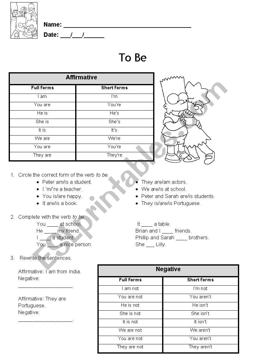 Verb To Be worksheet