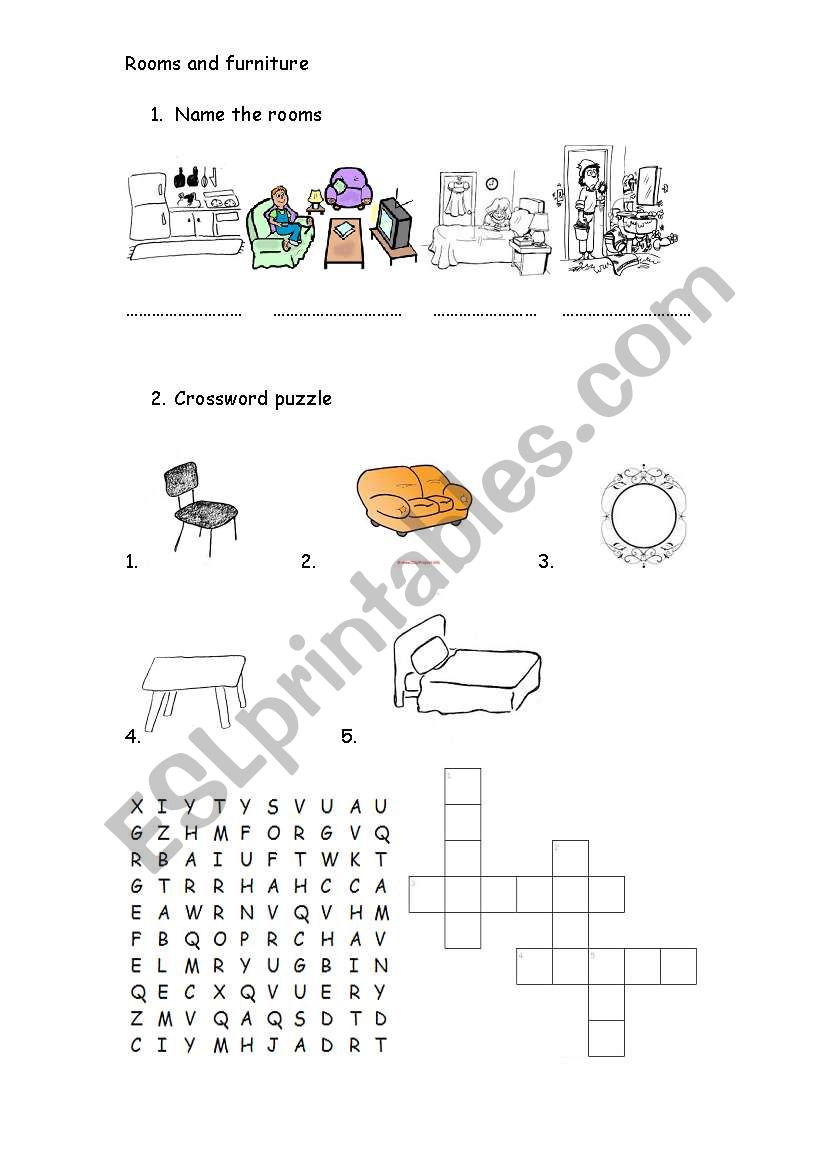 Rooms and furniture worksheet