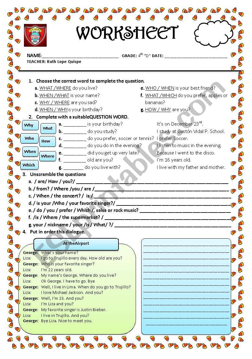 What do you do? worksheet