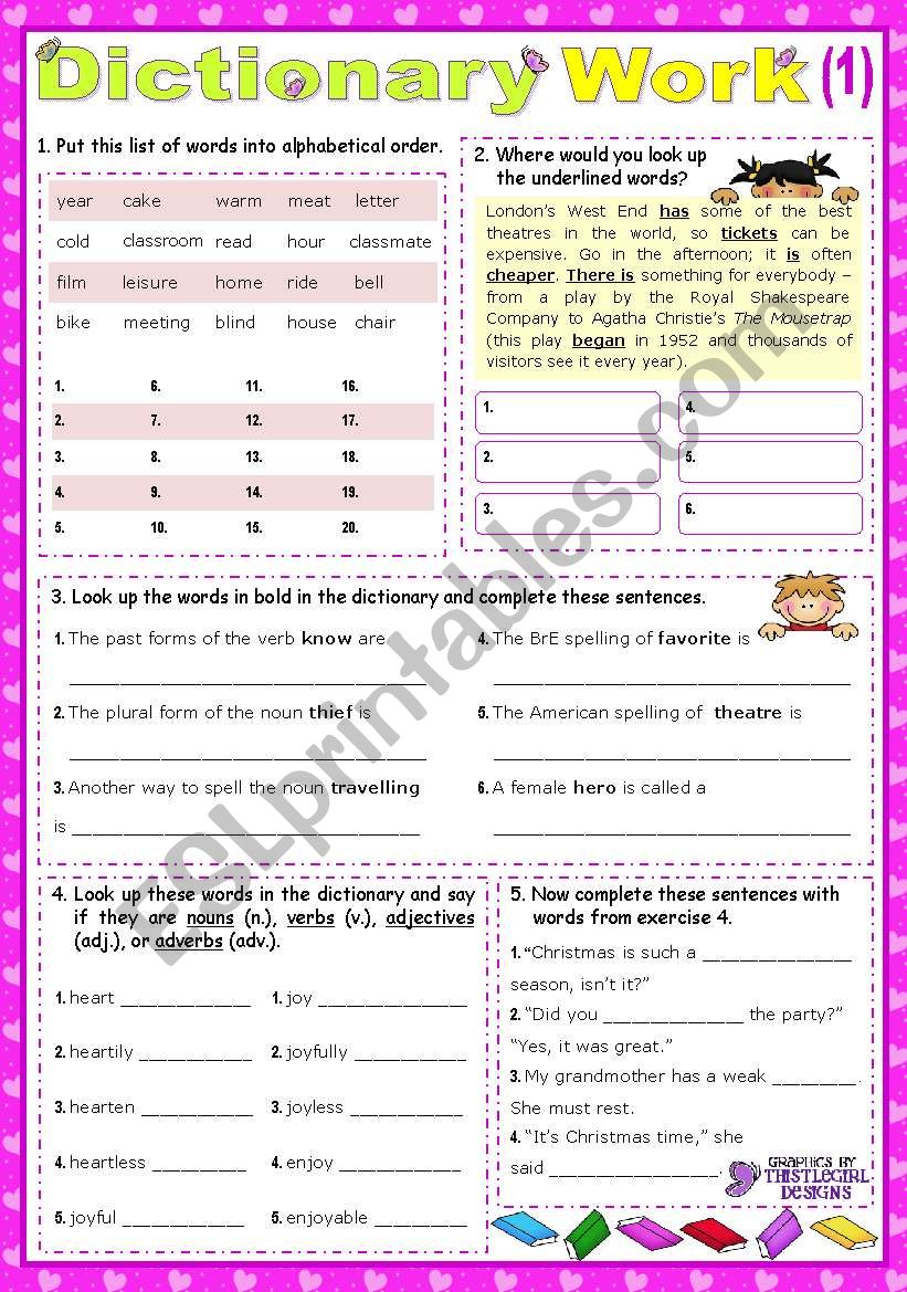 Working with the Dictionary 1  (for lower intermediate students)