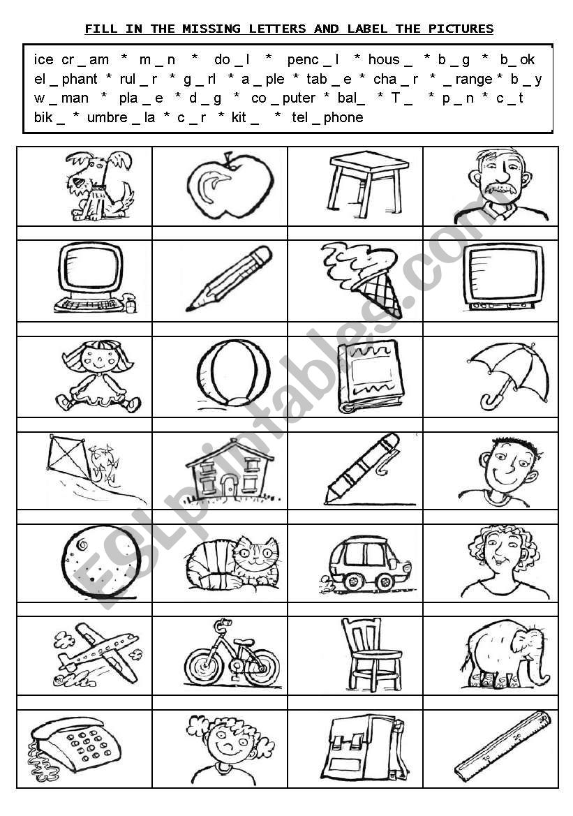 Elementary vocabulary worksheet