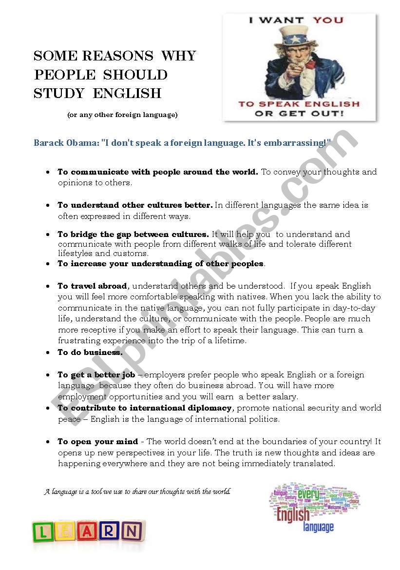 Reasons why people study English