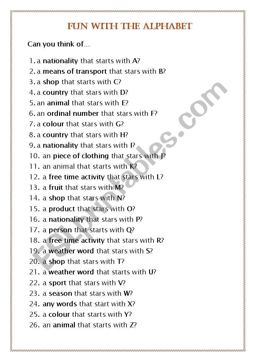 The Alphabet worksheet