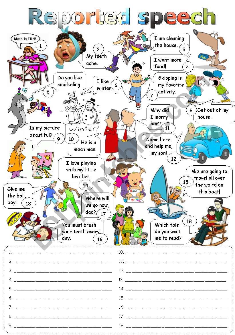 Reported speech worksheet