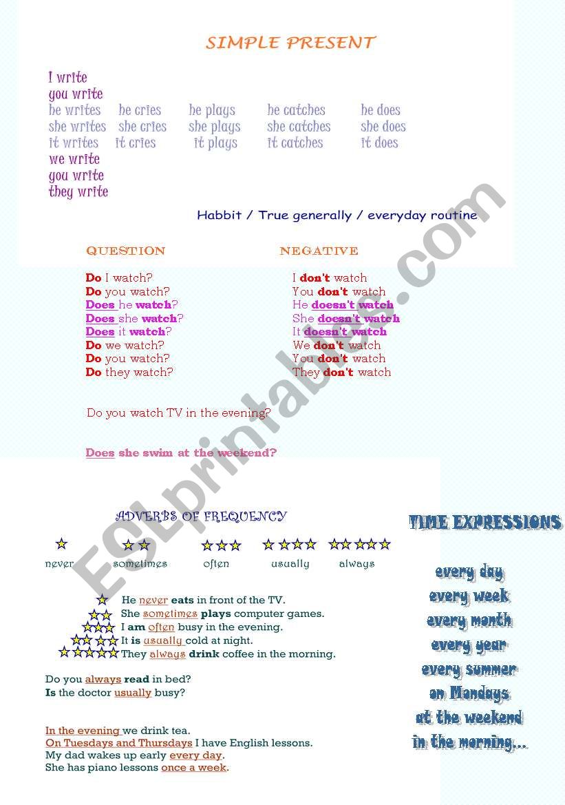  Simple Present guide worksheet