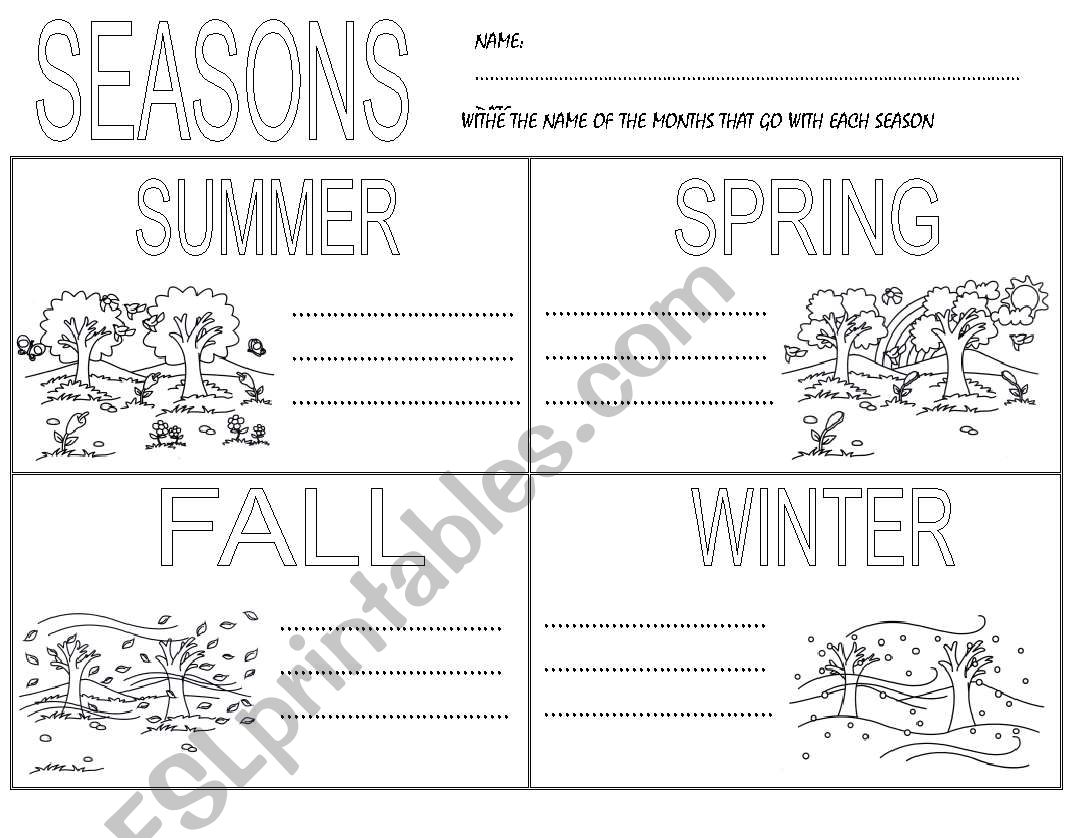 Seasons worksheet