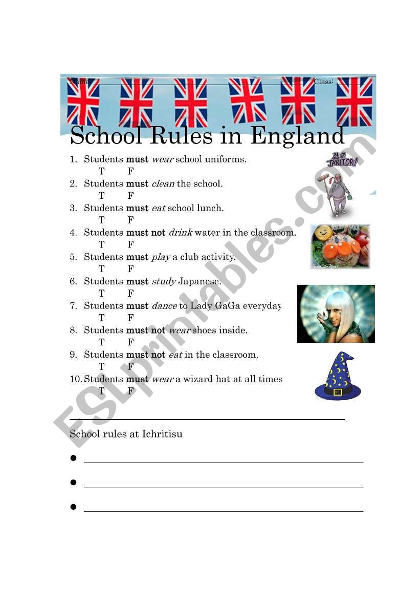 School Rules UK/JP worksheet
