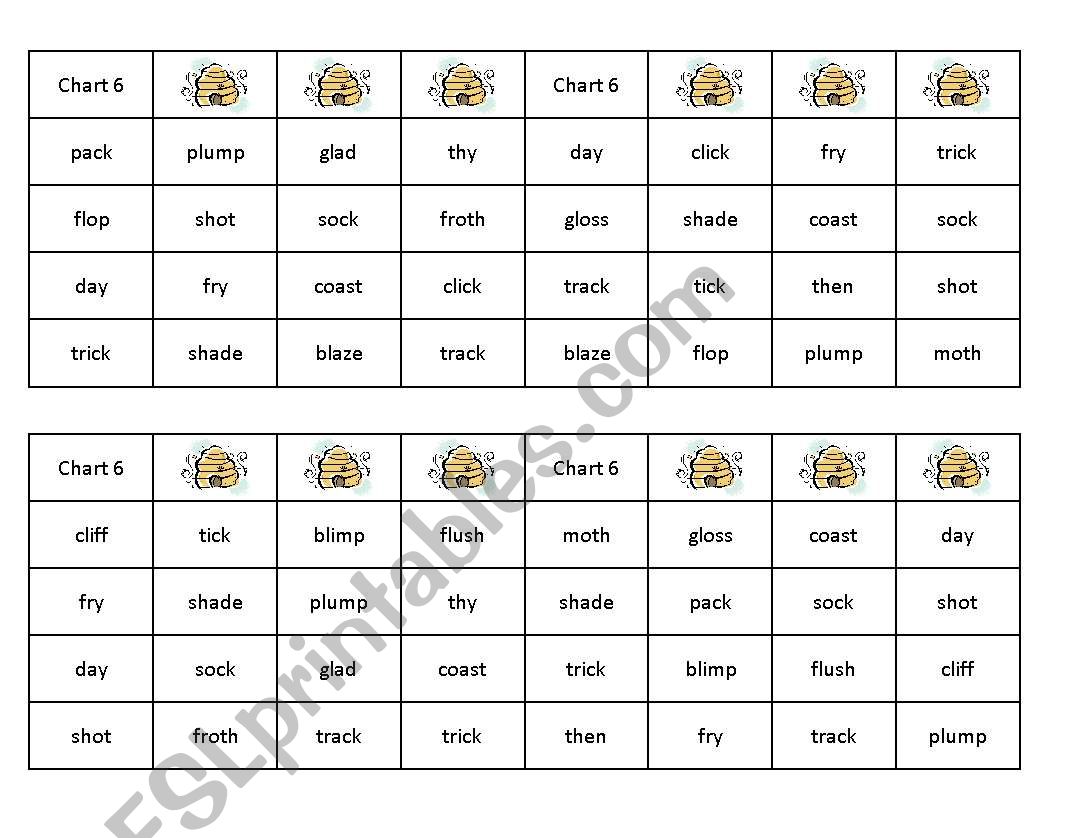Reading Bingo worksheet