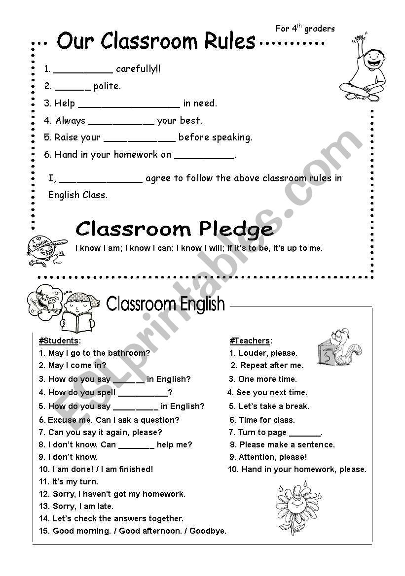 Classroom rules for young learners
