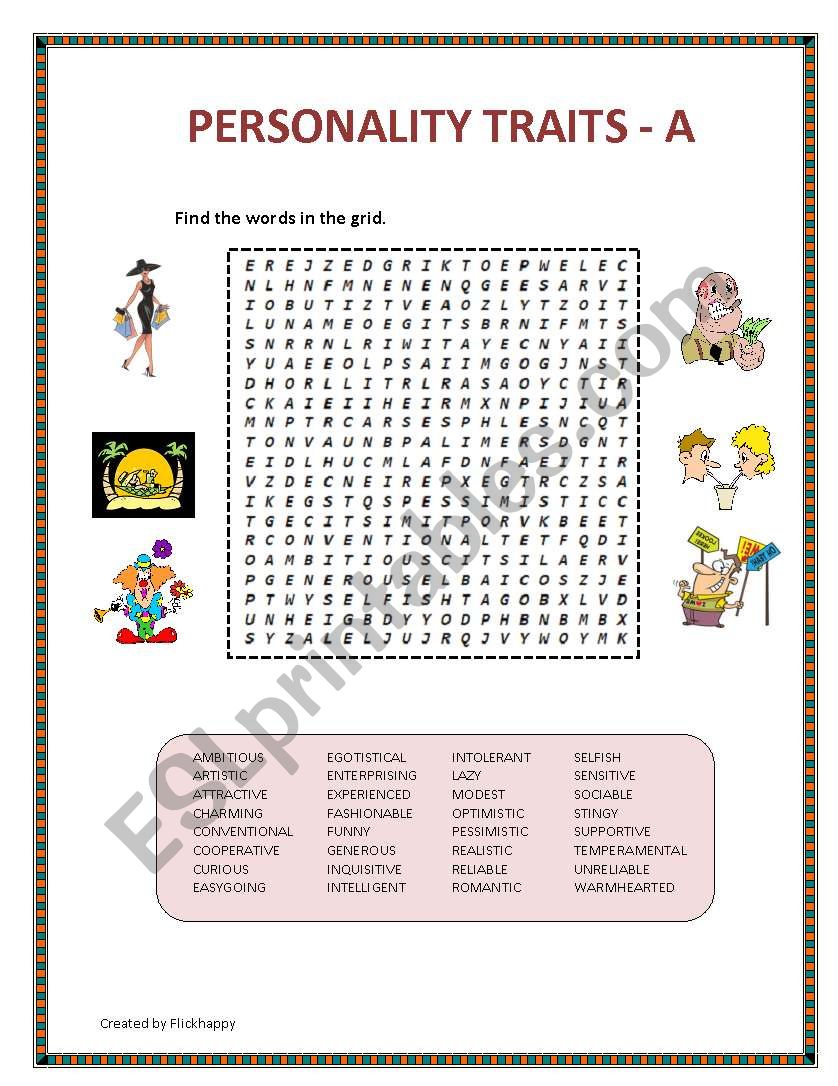 Personality Traits - A worksheet