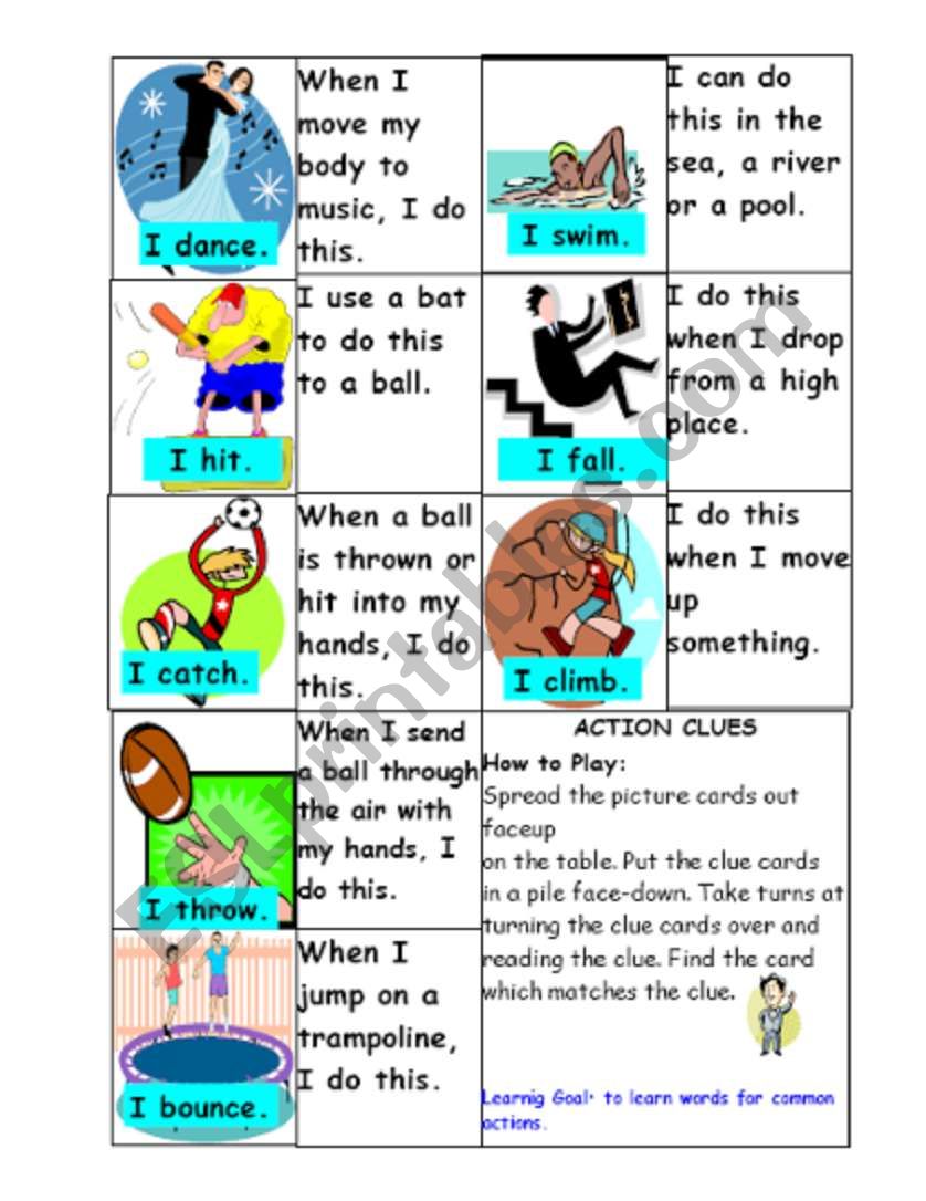 Action Clues worksheet