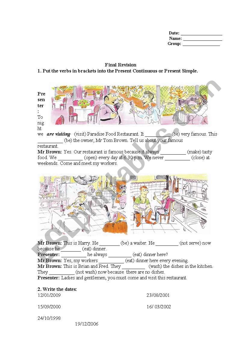 Final revision worksheet