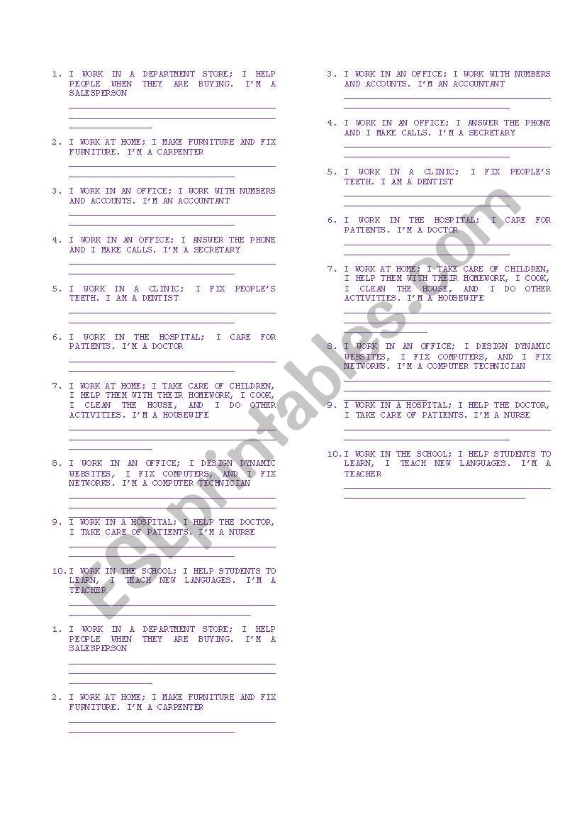 transformation to practice third person singular