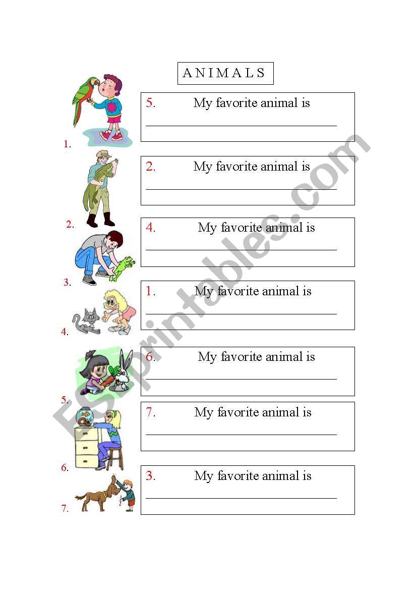 Animals worksheet