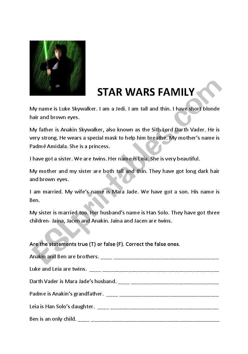 Star Wars worksheet