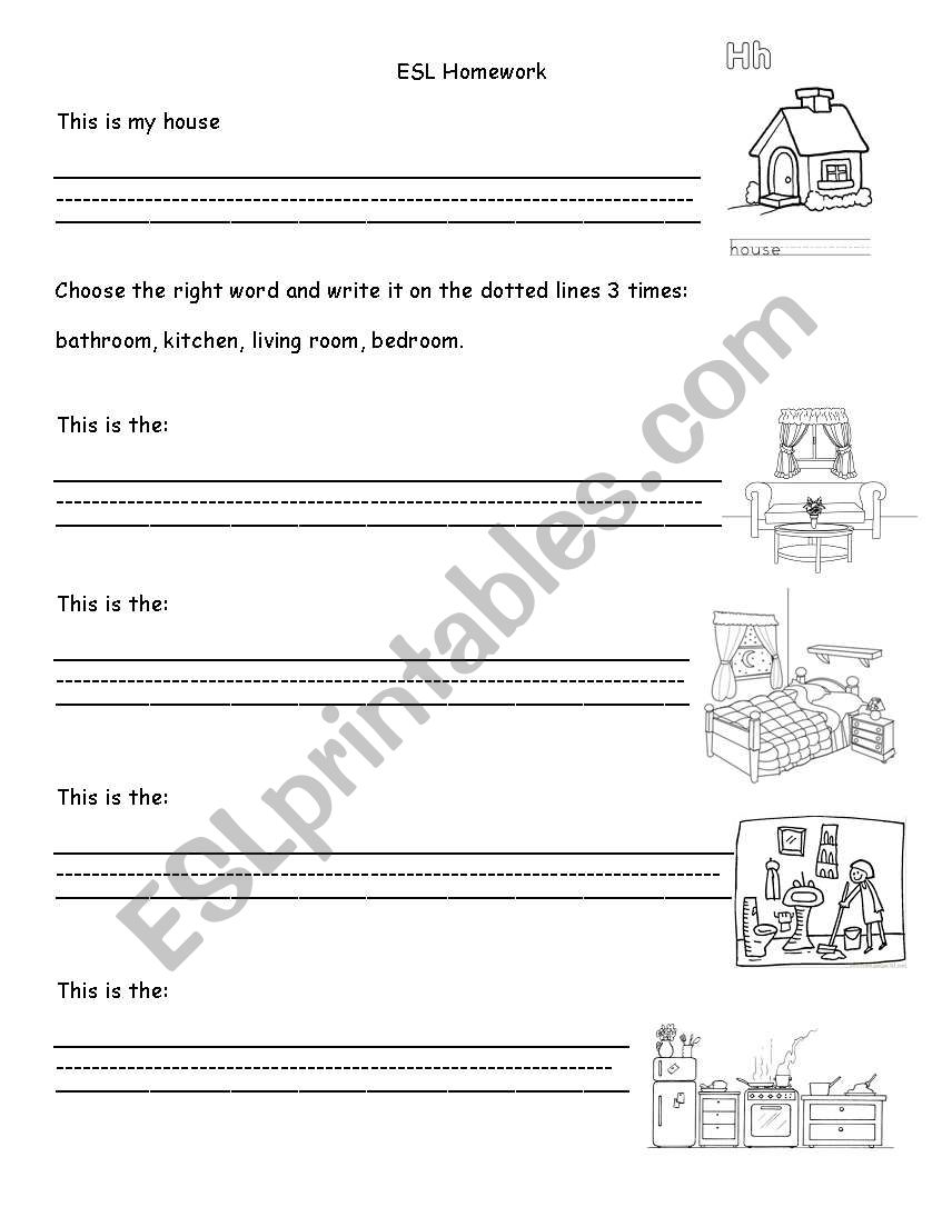 The Rooms in the House worksheet