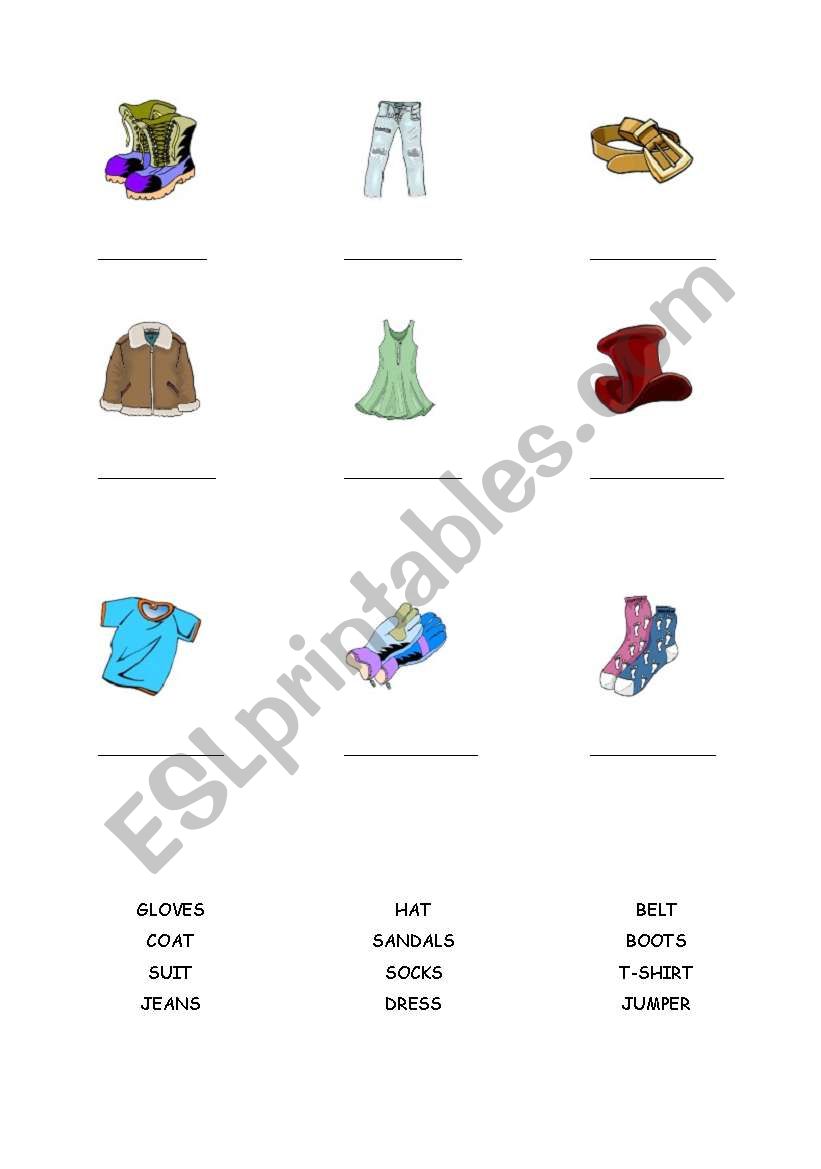 CLOTHES worksheet