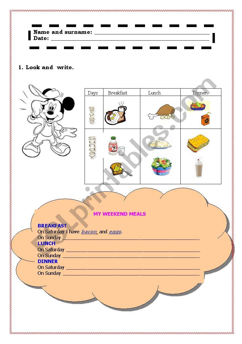 Food worksheet