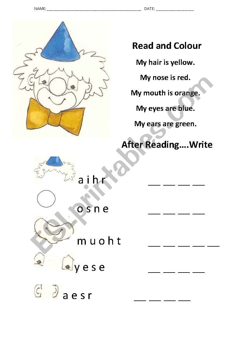 Clown worksheet