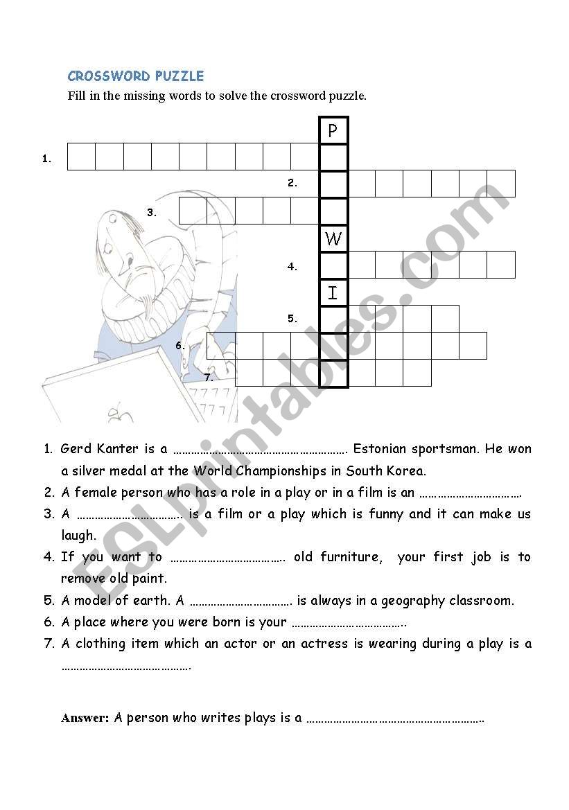 theatre crossword puzzle worksheet