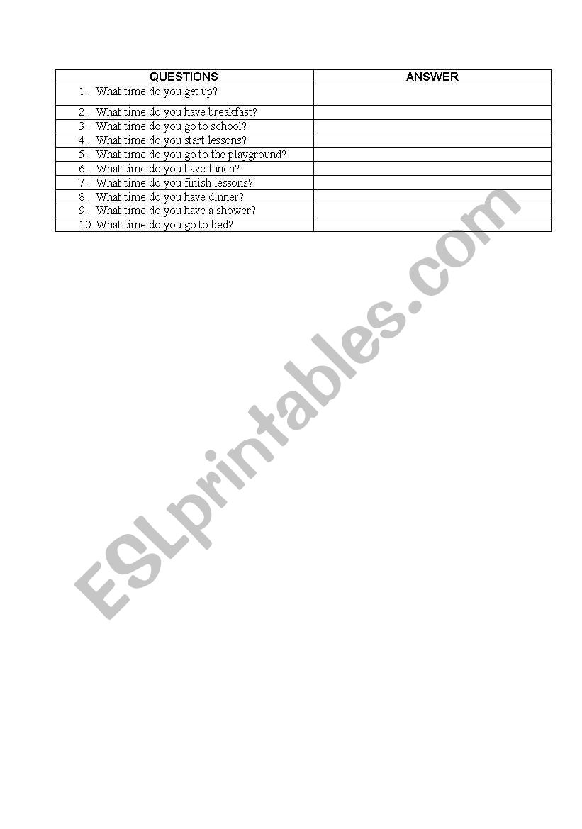 first person daily routines worksheet