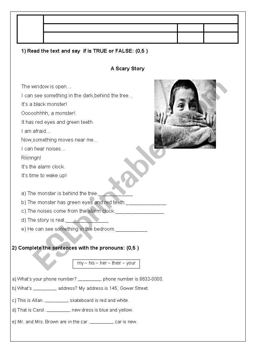 test 5th grade worksheet