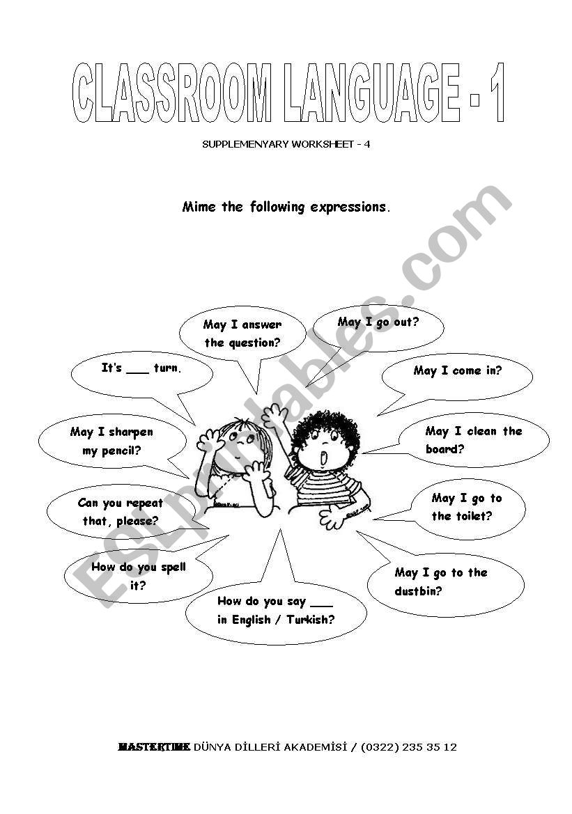 classroom language worksheet