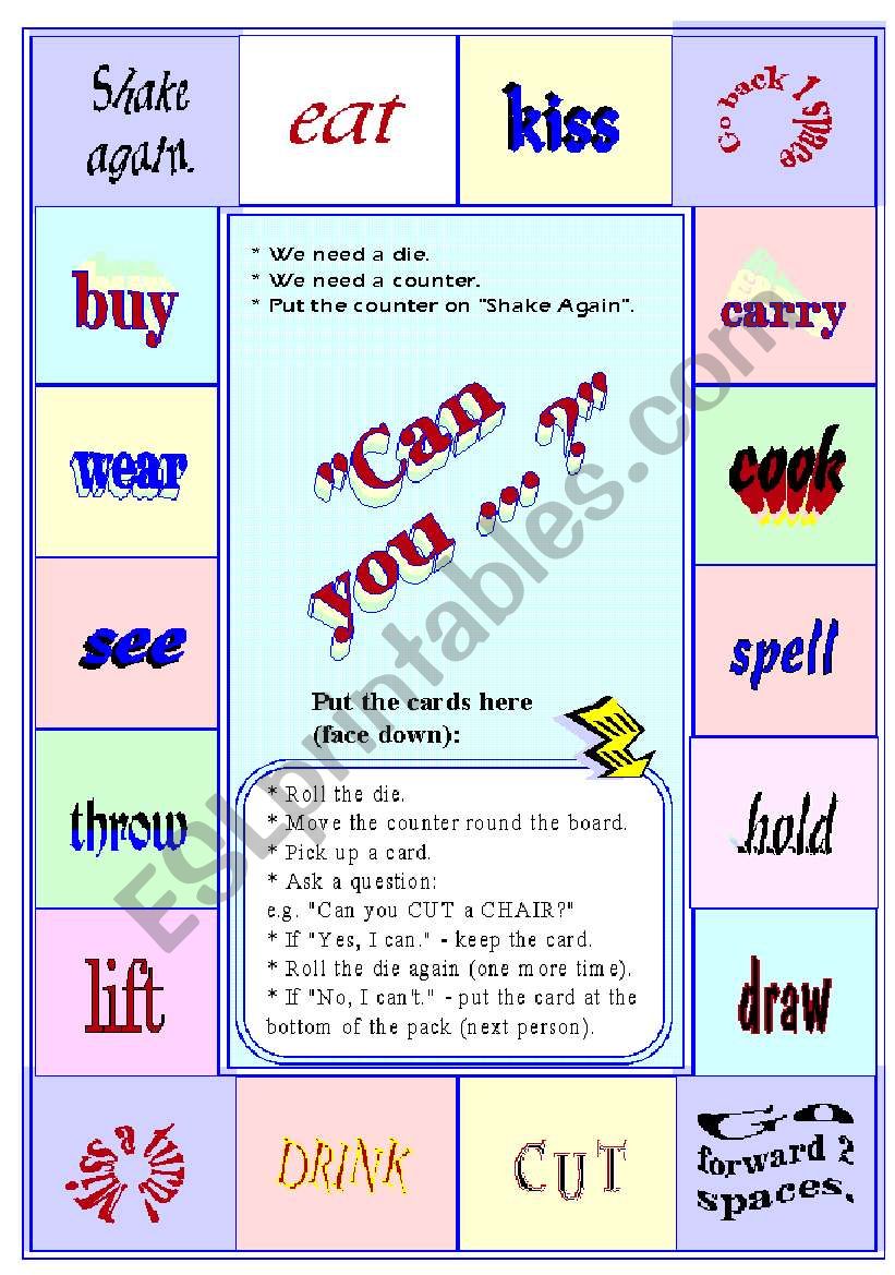 game   verb  CAN worksheet
