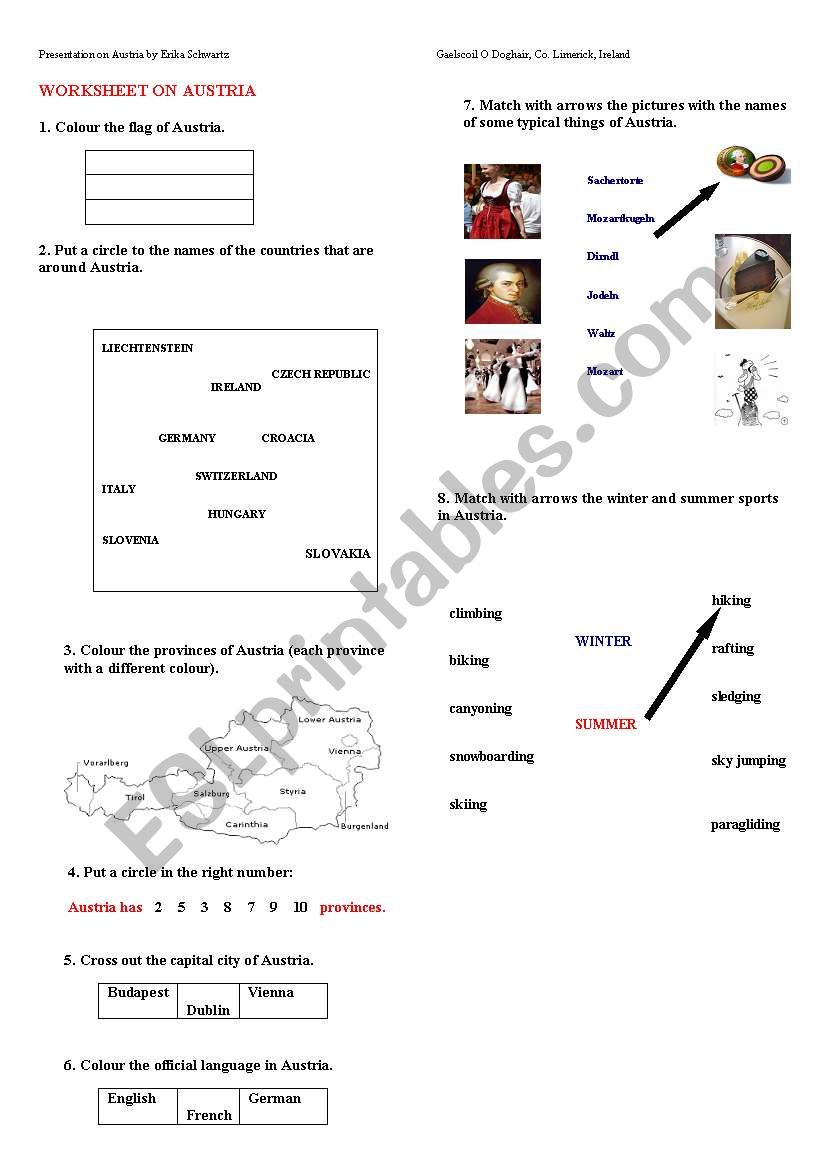 Austria worksheet